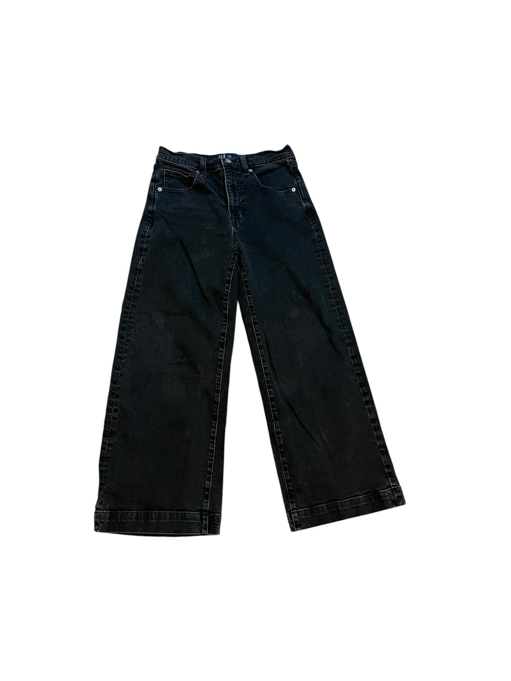 GAP High Rise Wide Leg Cropped Jeans Black Wash Women’s Size 2/26R - Picture 2 of 4